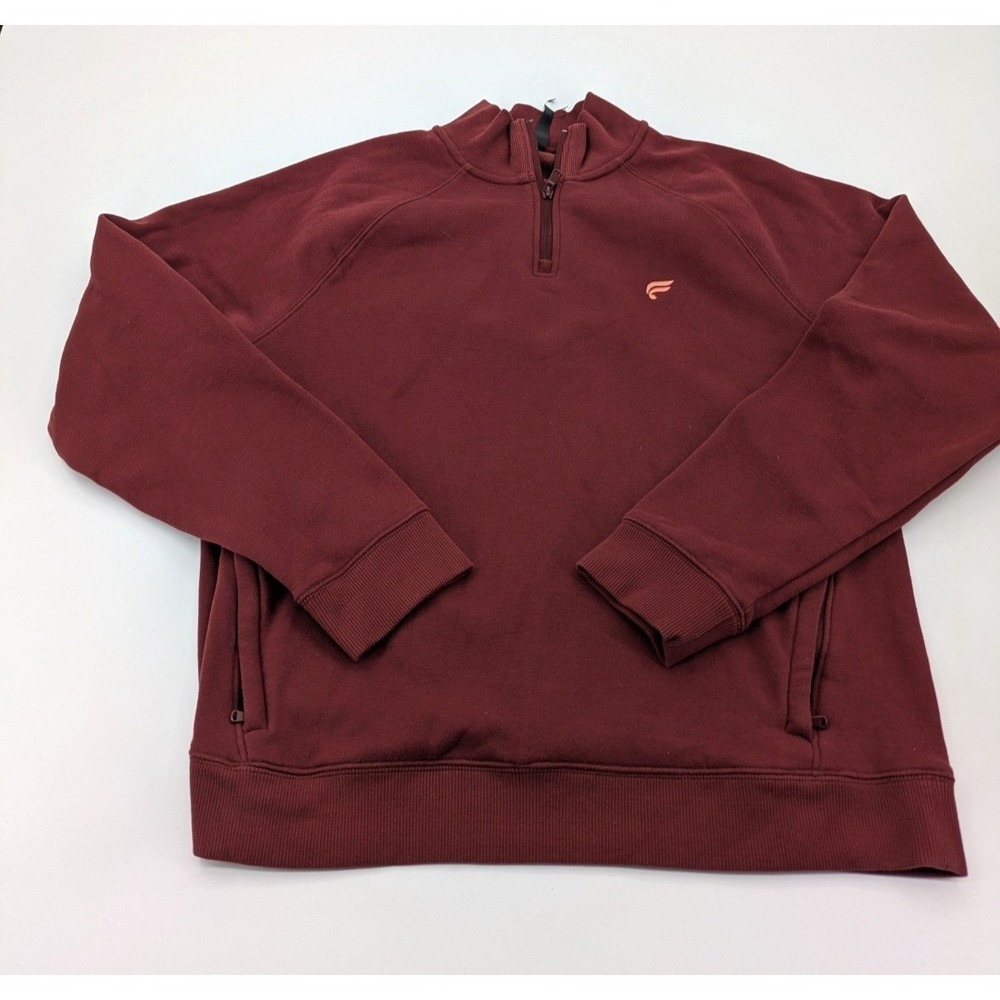 Fabletics The Go-To Quarter Zip Pullover Sweatshirt Maroon Red Men's Size‎ Large